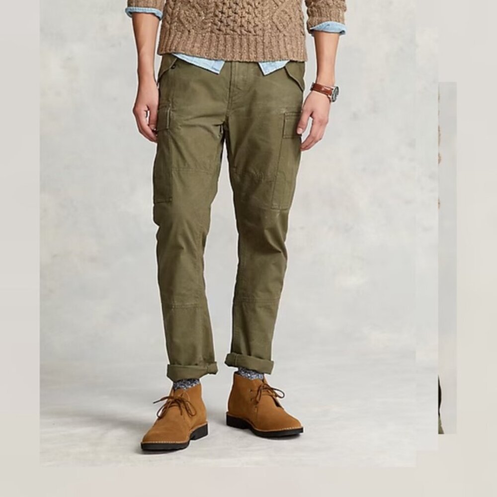 Polo Ralph Lauren Slim Fit Canvas Cargo Pants | Olive Green | Size 30x32 - Picture 9 of 10